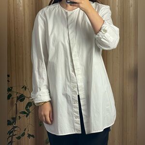 COS White Cotton-Blend Button-Up Shirt - Size EU 12
